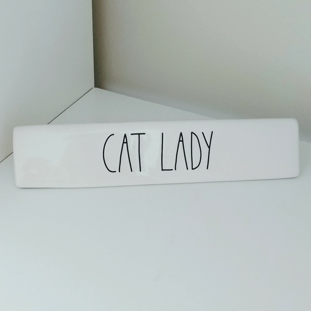 Rae Dunn Cat Lady Desk Plaque Office Decor